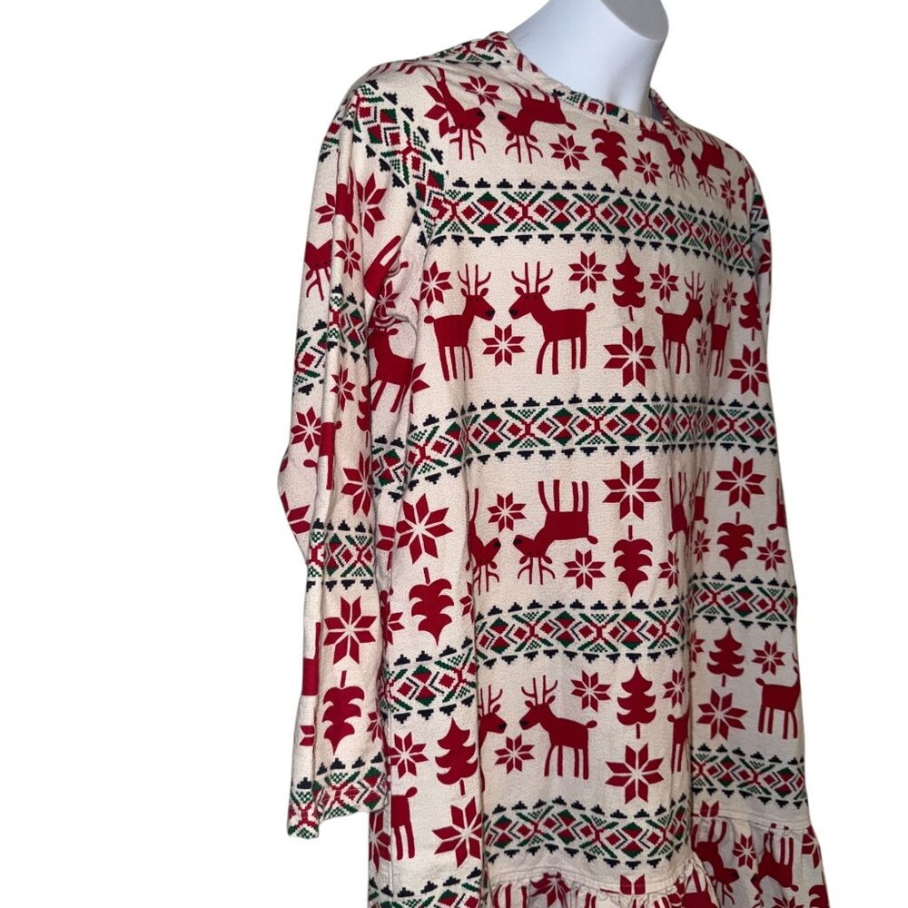 Hanna Andersson Dear Deer Reindeer Girls Dress 150 12 Christmas Holiday Red - Picture 3 of 9